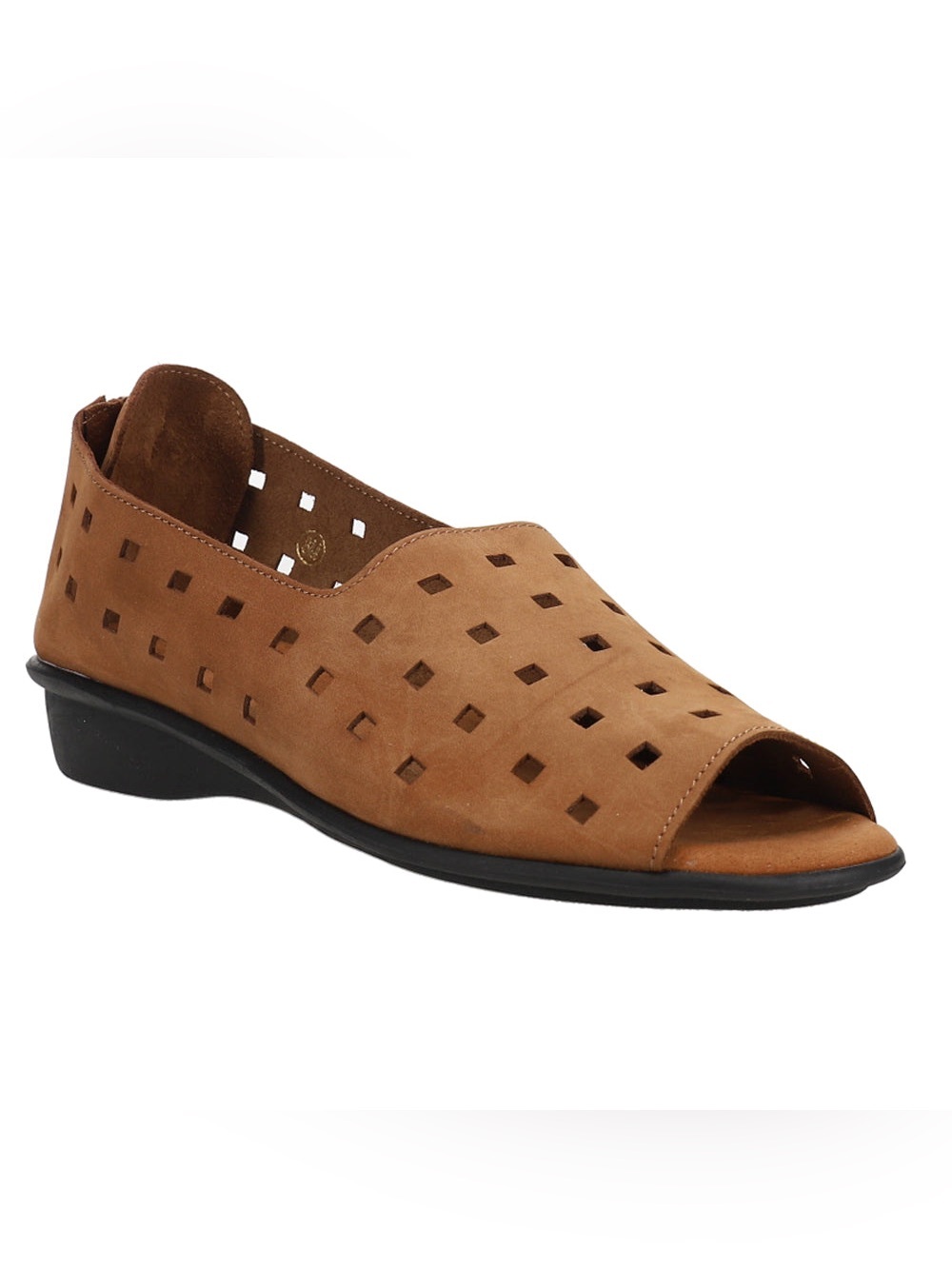 Sesto Meucci 9.5 Italian Luxury Perforated Open Peep Toe Suede Flats Boho Fall